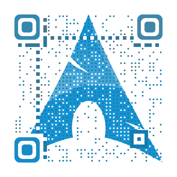 Custom QR code incorporating the Arch Linux logo into its pattern