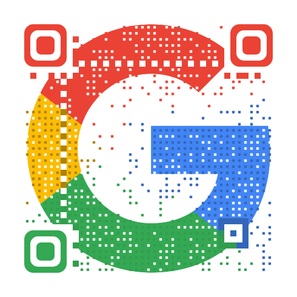 Custom QR code incorporating the Google logo into its pattern