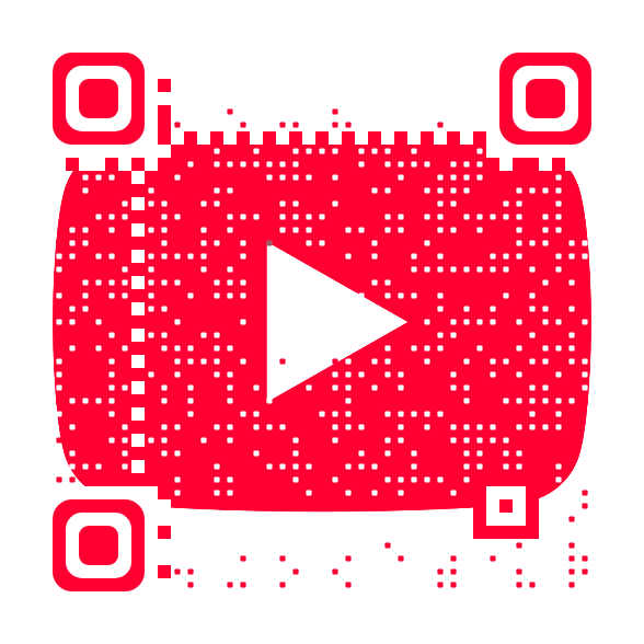 Custom QR code incorporating the YouTube logo into its pattern